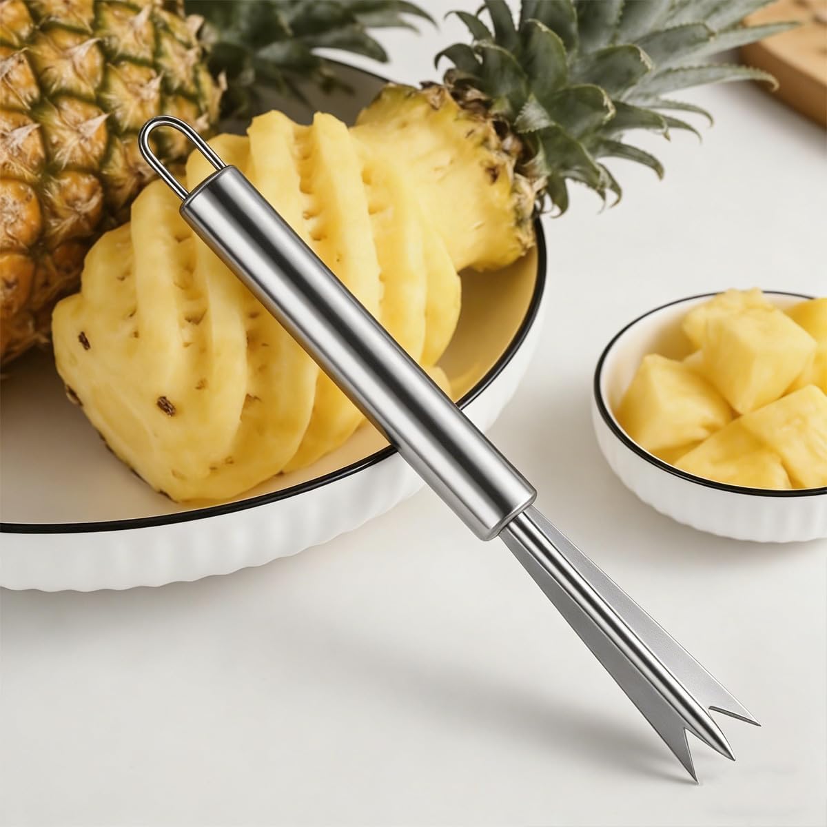 4 Pcs Pineapple Eye Remover Tool Set Stainless Steel Peeler Cutter Multifunctional Fruit Slicer Corer for Peel Peeler Pinapple Cut Kitchen Tools and Accessories