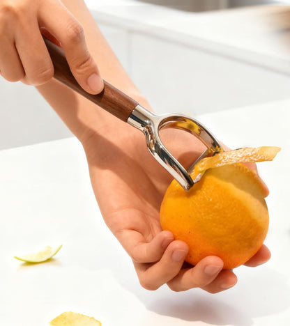 Ugotit Premium Vegetable Peeler, I Type 304 Stainless Steel Swivel Blade, Potato Eye Remover, Real Wood Handle Leather Strap, Kitchen Essentials
