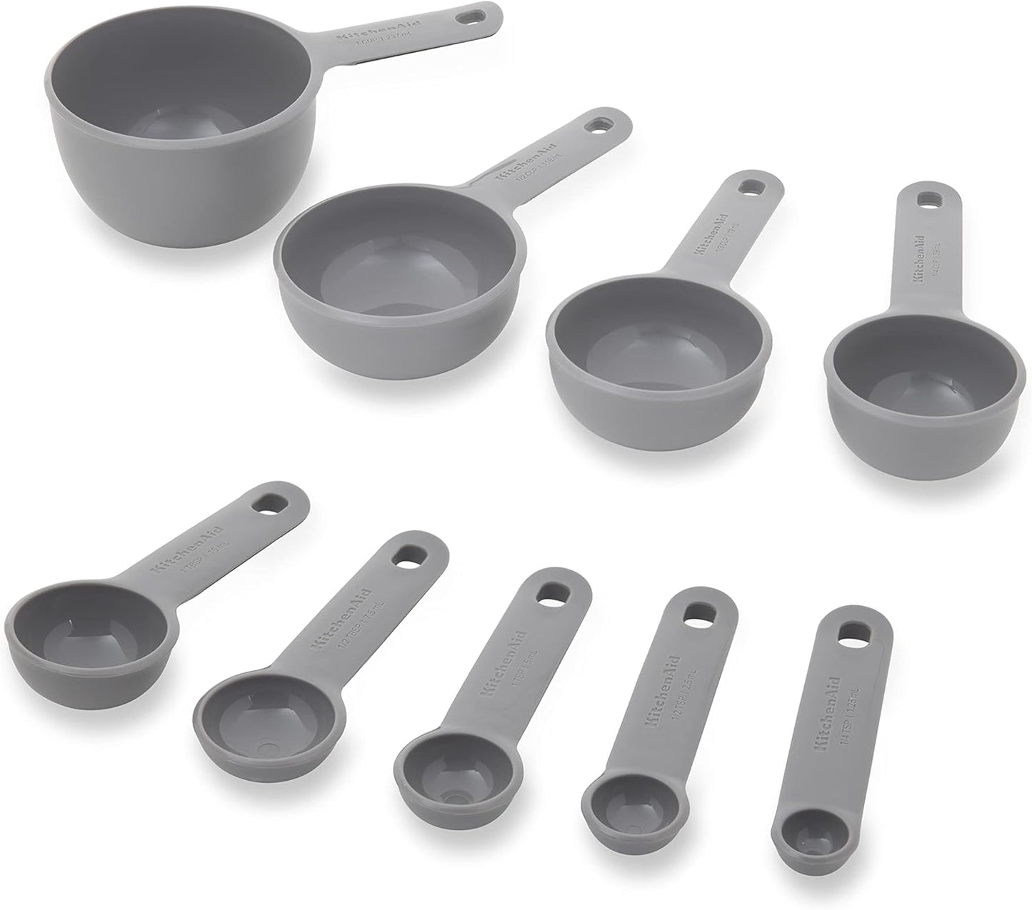 KitchenAid Universal Easy To Read Measuring Cup and Spoon Set with Soft Grip Handle for Maximum Control, Hang Hole and Nesting For Easy Storage, Dishwasher Safe, 9 Piece, Pistachio