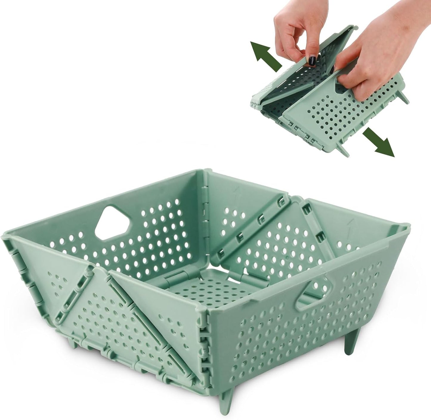 Plastic Collapsible Strainers and Colanders, Foldable Food Strainer for Kitchen, Space-Saving Folding Drain Basket Bowl for Pasta Fruit Vegetables Drainage Storage Dishwasher (Apricot)