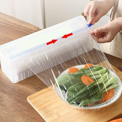 Home Food Wrap Dispenser with Slide Cutter Cling Film Wrap Dispenser Plastic for p Cutter Storage Holder Kitchen Too