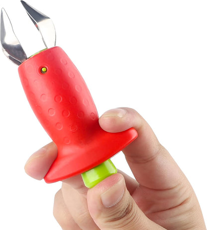 Original Stem Gem Strawberry Huller, Red/Green, quick Remove Strawberry Stem Tool,Kitchen Tools and picnic Gadgets,（2packs)
