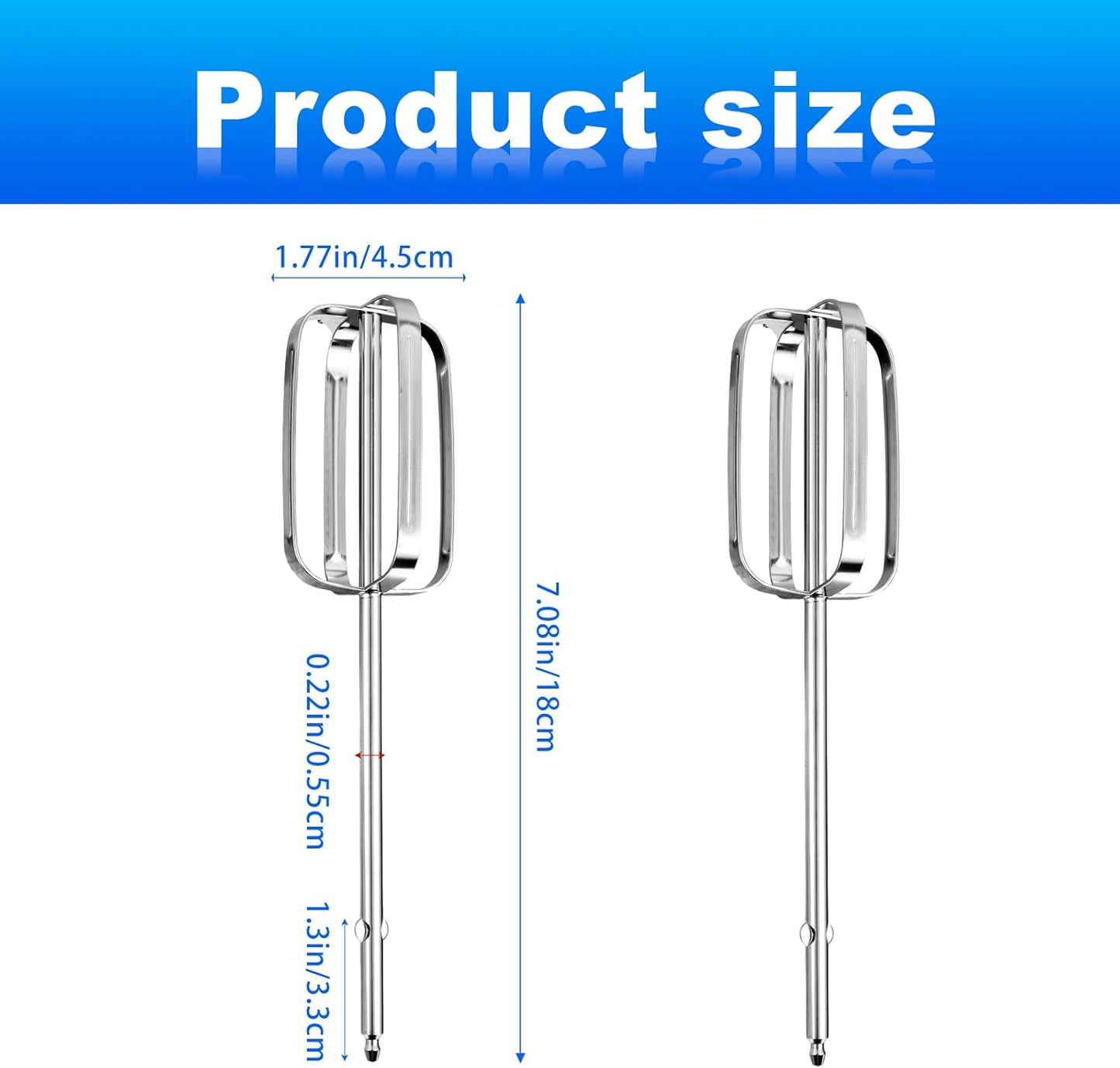 2pcs Hand Mixer Beaters Attachments Compatible with BLACK & DECKER, Universal Stainless Steel Electric Hand Mixer Whisk Replacement for Cooking and Baking