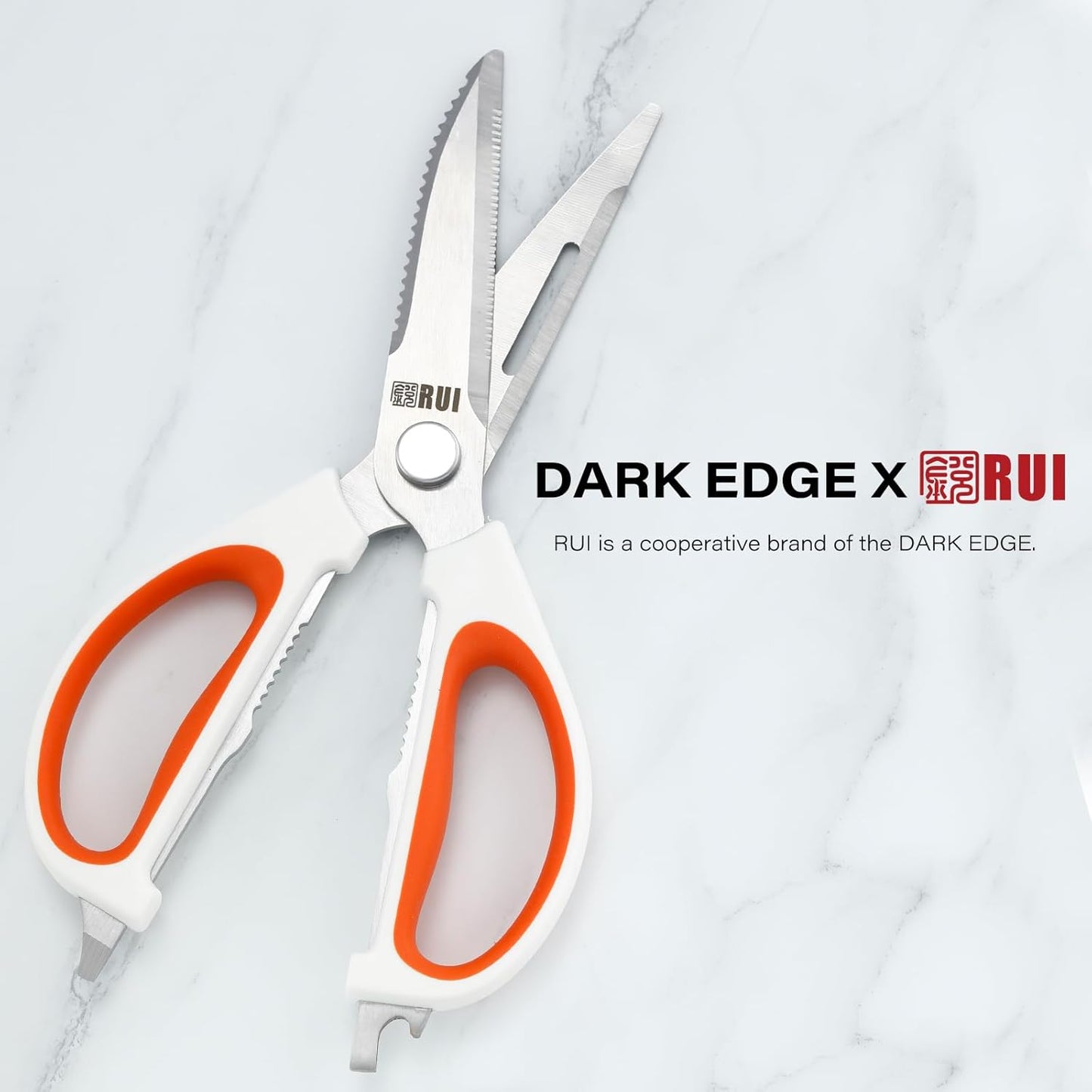 Kitchen Scissors with Magnetic Holder Heavy Duty Magnetic Scissors for Fridge, Kitchen Shears Magnet Sheath Set for Food Meat Pizza Herb Vegetables, White