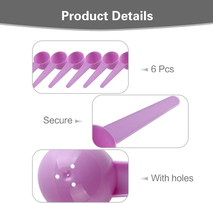 6 Pack Plastic Scoops, 20ml Measuring Spoon with Bottom Hole, Scoop Spoon for Coffee, Protein, Milk Powder (Pink)