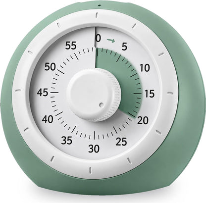 Visual Timer for Kids, 60-Minute Silent Countdown for Classroom, Home, Office, Kitchen, Rainbow Pattern Desk Timer, Time Management Tools with Silent Operation, Pomodoro Timer (Green)
