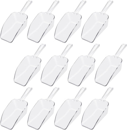 6 PCS Clear Plastic Ice Scoop(7.6 Inch) for Freezer Food Coffee Popcom Flour Dry Goods 5 Oz Simple Mini Ice Cube Shovel Scoopers Holder Laundry Freezer Bucket Bin Containers Maker Machine Kitchen Pick