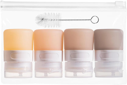 MICEBAY Condiment Squeeze Bottles for Sauces, 2-oz Mini Silicone Salad Dressing Container to Go with Reusable Sandwich Bag, Leakproof Ketchup Bottle for Bento Lunch Box, 4 Pack, Candies