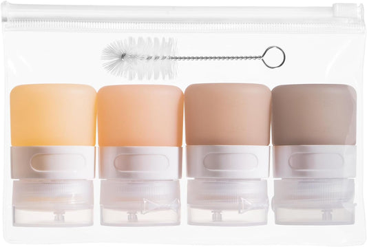 MICEBAY Condiment Squeeze Bottles for Sauces, 2-oz Mini Silicone Salad Dressing Container to Go with Reusable Sandwich Bag, Leakproof Ketchup Bottle for Bento Lunch Box, 4 Pack, Candies