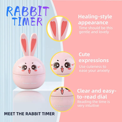 Cartoon Mechanical Kitchen Timer, 60 Minutes Countdown Timer, Mechanical Visual Timer for Kids - No Batteries Required, Kitchen Timer for Cooking, Home, Study and Classroom (Pink-A)