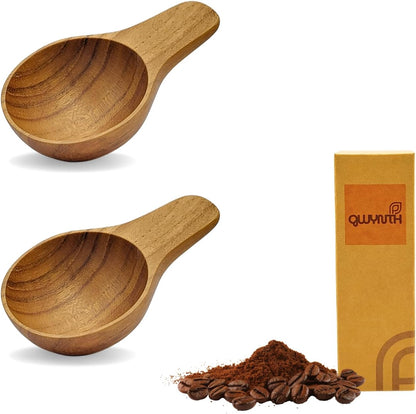 Wooden Coffee Spoon, Handmade Teak Wood Scoop for Ground Coffee, Beans and Tea 1 Tablespoon for Jars and Containers (1 Piece)