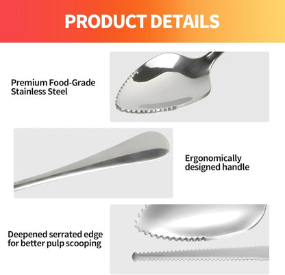 Grapefruit Spoon & Knife Set,Stainless Steel Grapefruit Spoon Utensil With Serrated Edge,Silver Kitchen Tool,Multi-Use for Citrus, Kiwi,Dessert, Avocado & More (3 PCS)