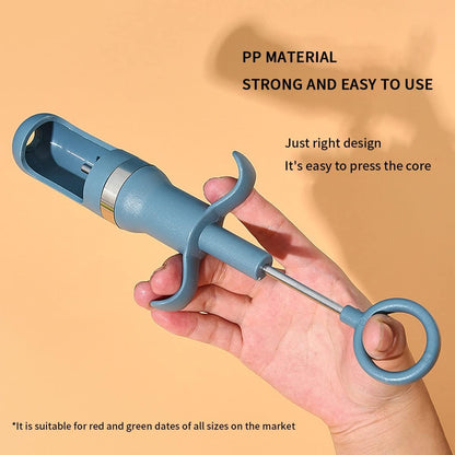Khakho 2pcs Cherry Pitter, Cherry Corer, Fruit Core Pitter Remover, Portable, Orange-Blue, Plastic, Rubber Handle, Perfect for Red Dates, Hawthorn, Grape