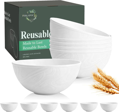 Wheat Straw Bowls Set with Lids, Unbreakable 40 OZ Cereal Bowls Set of 4, Salad Container for Lunch, Microwave & Dishwasher Safe Bowl Set for Kitchen, Picnic, RV, Camping, Multi