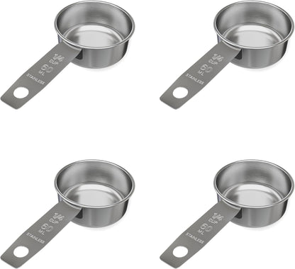 1/8 Cup Stainless Steel Measuring Cup | Sturdy Metal 30 ml | 30 cc | 1 oz | Single Cup for Wet and Dry Ingredients | Great for use as 1/8 Cup Coffee Scoop - 1 PK