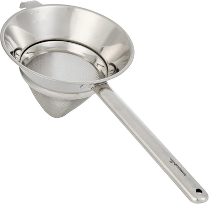 Restaurantware Fine Mesh Strainer Set of 3 Different Sizes with Silicone Handle Stainless Steel Extra Fine Mesh Strainer Heat-Resistant Handle Dishwasher-Safe for Rice, Quinoa, Pasta