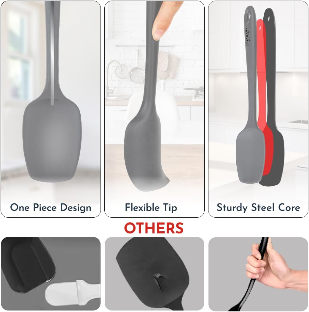 4-Piece Silicone Baking Spatula Set - Rubber Spatulas Silicone Heat Resistant, BPA-Free - Spatula Set for Nonstick Cookware - Baking Essentials