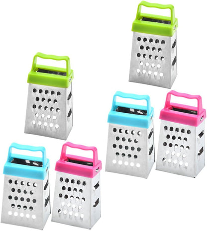 PRETYZOOM Mini Stainless Steel Cheese Grater Box with Non-Slip Handle Multipurpose Hand Grater for Cheese Garlic Ginger and Vegetable Slicing Compact 2.63 Inch Kitchen Shredder Set of 30