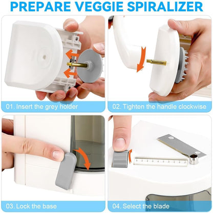 Vegetable Spiralizer 4in1 Rotating Blade Veggie Spiralizer Zucchini Noodle Maker with Strong Suction Cup Spiral Vegetable Cutter Slicer