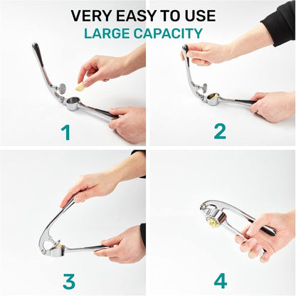 HiramWare Garlic Press, Premium Rust Proof Kitchen Garlic Mincer Crusher Squeezer with Ergonomic handle, Ginger Crusher with Good Grip, Easy to Clean, Dishwasher Safe