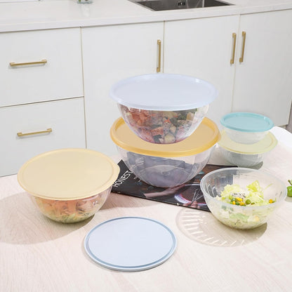 Plastic Mixing Bowls with Lids Set, Multicolor Salad Bowl Set, 7 Pieces Nesting Storage Bowls