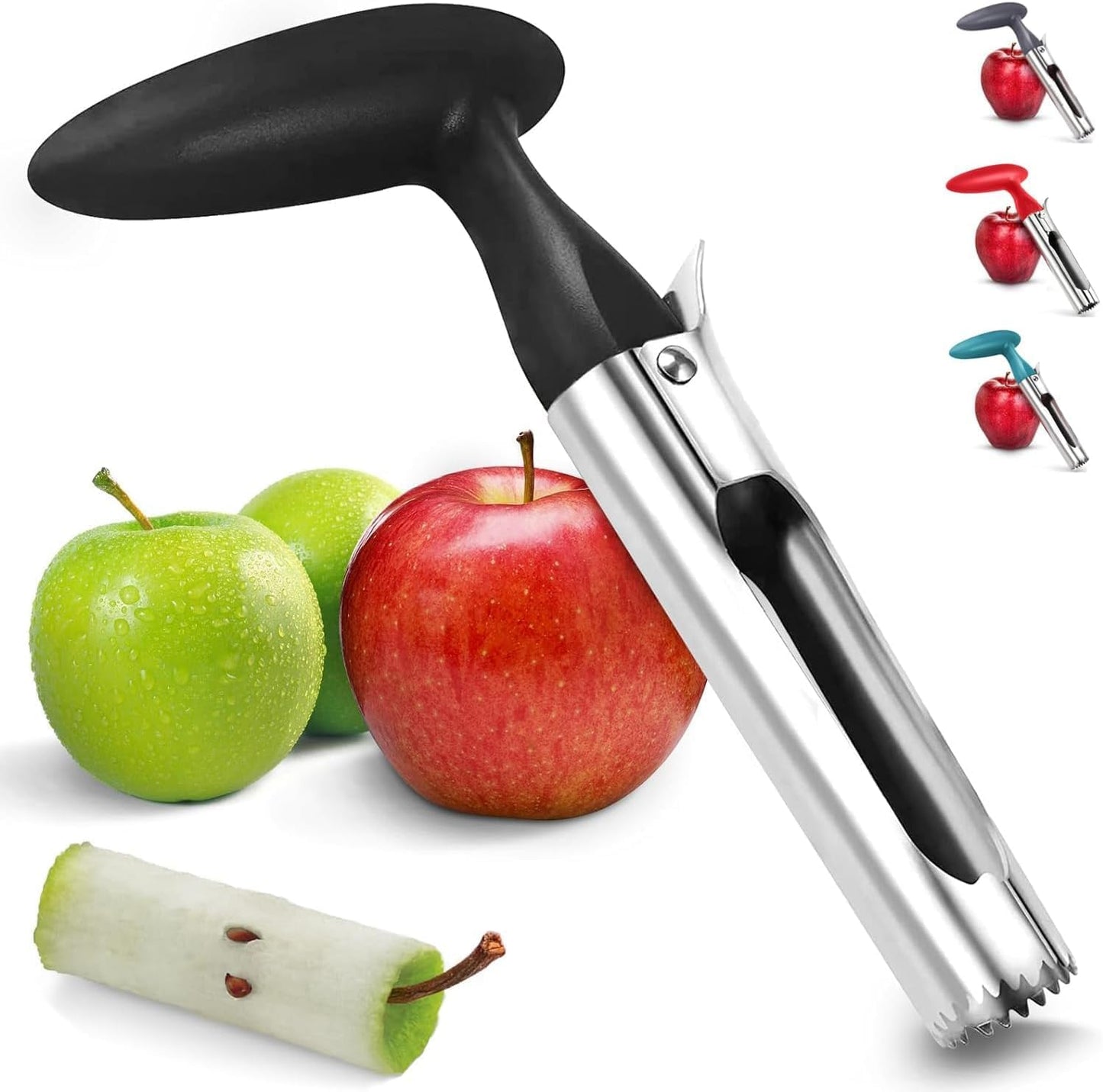 Premium Apple Corer Tool - Easy to Use & Clean, Ultra Sharp, Sturdy Ergonomic Handle - Durable Corer Remover for Baking & More (Gray)
