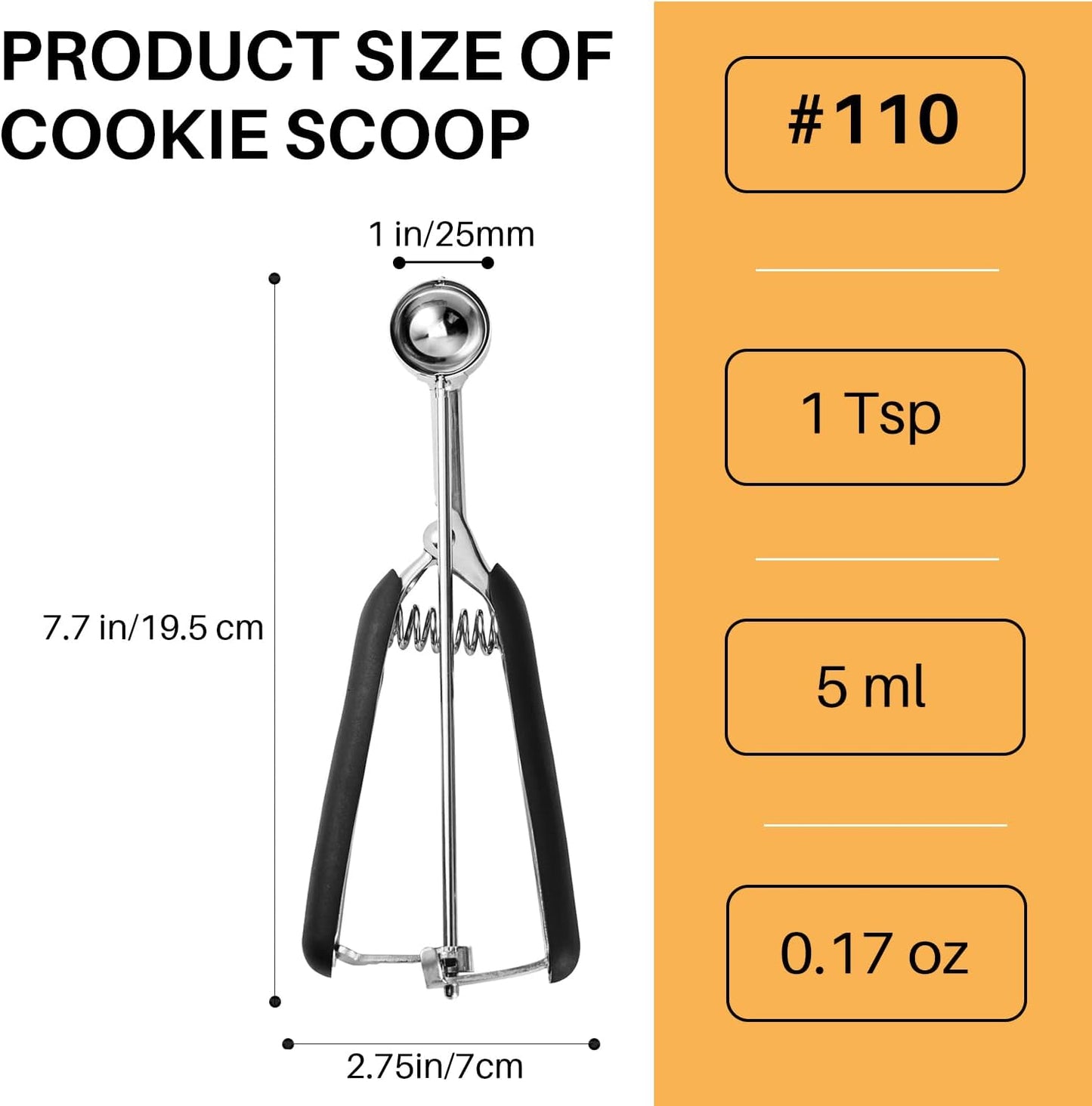 JUNADAEL J Medium Cookie Scoop, 2 Tablespoon Cookie Scoops for Baking, Cookie Dough Scoop, Spring-Loaded, Comfortable Grip, Non-Slip, For Making Cookies Muffin Cupcake Pancake Ice Cream Meatball