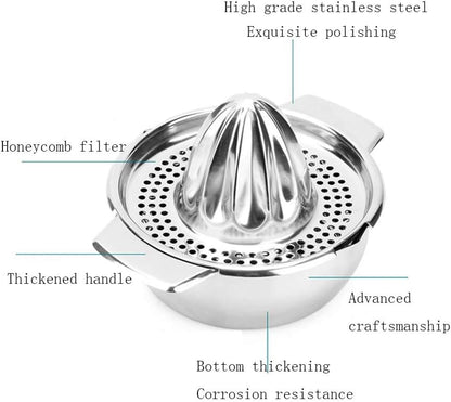 Stainless Steel Lemon Squeezer,Juicer with Bowl Container for Oranges Lemons Fruit Home Made Juice in Kitchen