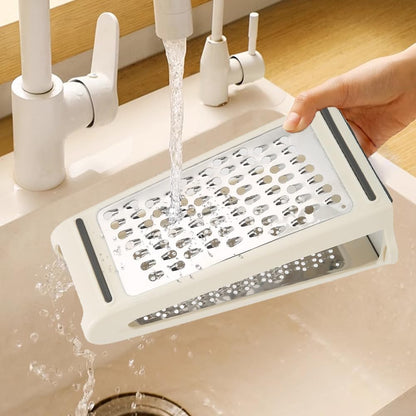Cheese Grater Handheld - Double Sided Reversible Box Grater with Storage Container,Stainless Steel Blades for Cheese,Vegetables,Ginger,Garlic