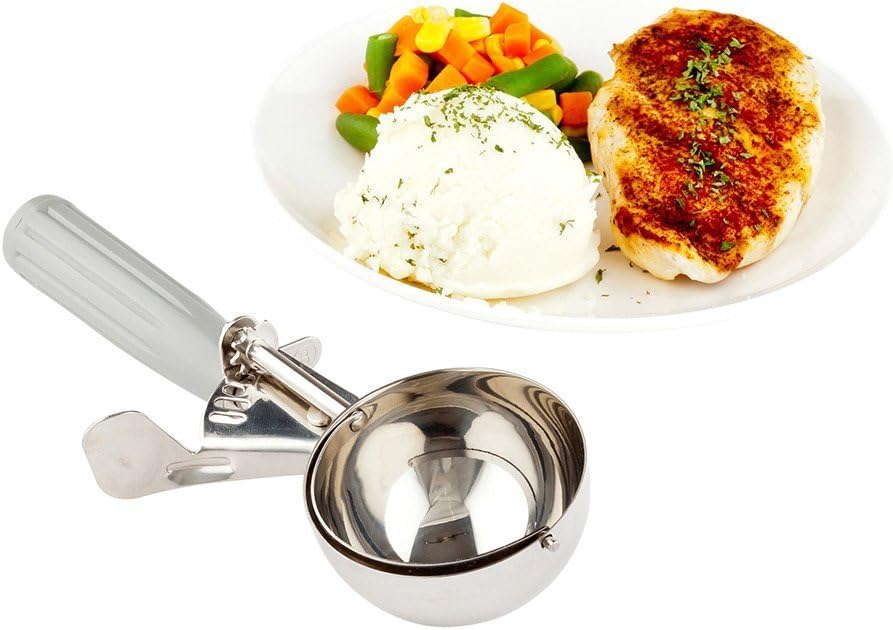 Restaurantware Met Lux 2 Ounce Portion Scoop 1 Trigger Release Cookie Scoop - With Yellow Handle Stainless Steel Disher For Portion Control Scoop Cookie Dough Cupcake Batter Or Ice Cream