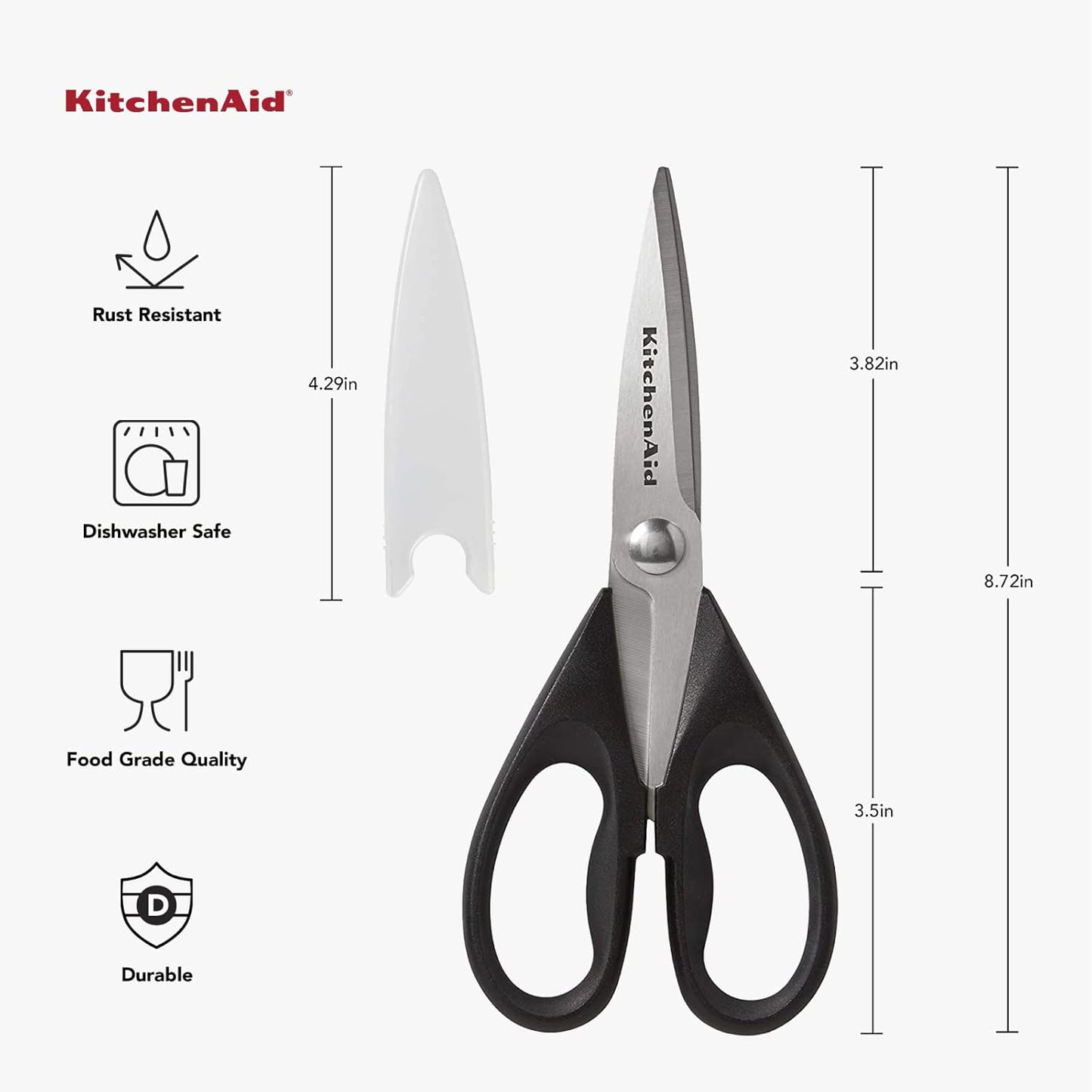 KitchenAid Multipurpose Shear Set, Versatile Scissors with Nutcracker, Bottle Opener, Ergonomic Handles with Protective Blade Covers, 2 Piece