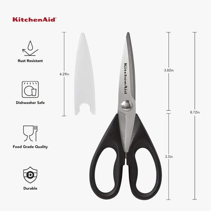 KitchenAid Multipurpose Shear Set, Versatile Scissors with Nutcracker, Bottle Opener, Ergonomic Handles with Protective Blade Covers, 2 Piece