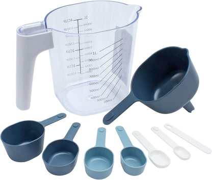 COOK WITH COLOR Measuring Cup Set - 9 PC. Nesting Stackable Liquid Measure Cup, Dry Measuring Cups and Spoons with Funnel and Scraper (Pastel)
