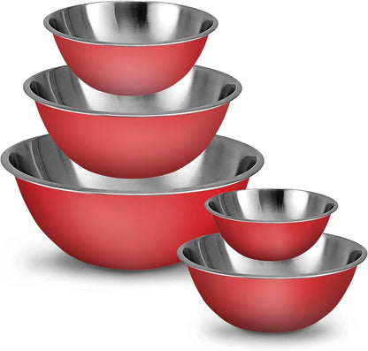 WHYSKO Meal Prep Stainless Steel Mixing Bowl (5-Piece Set) Home, Refrigerator, and Kitchen Food Storage Organizers | Ecofriendly, Heavy Duty, No Lids