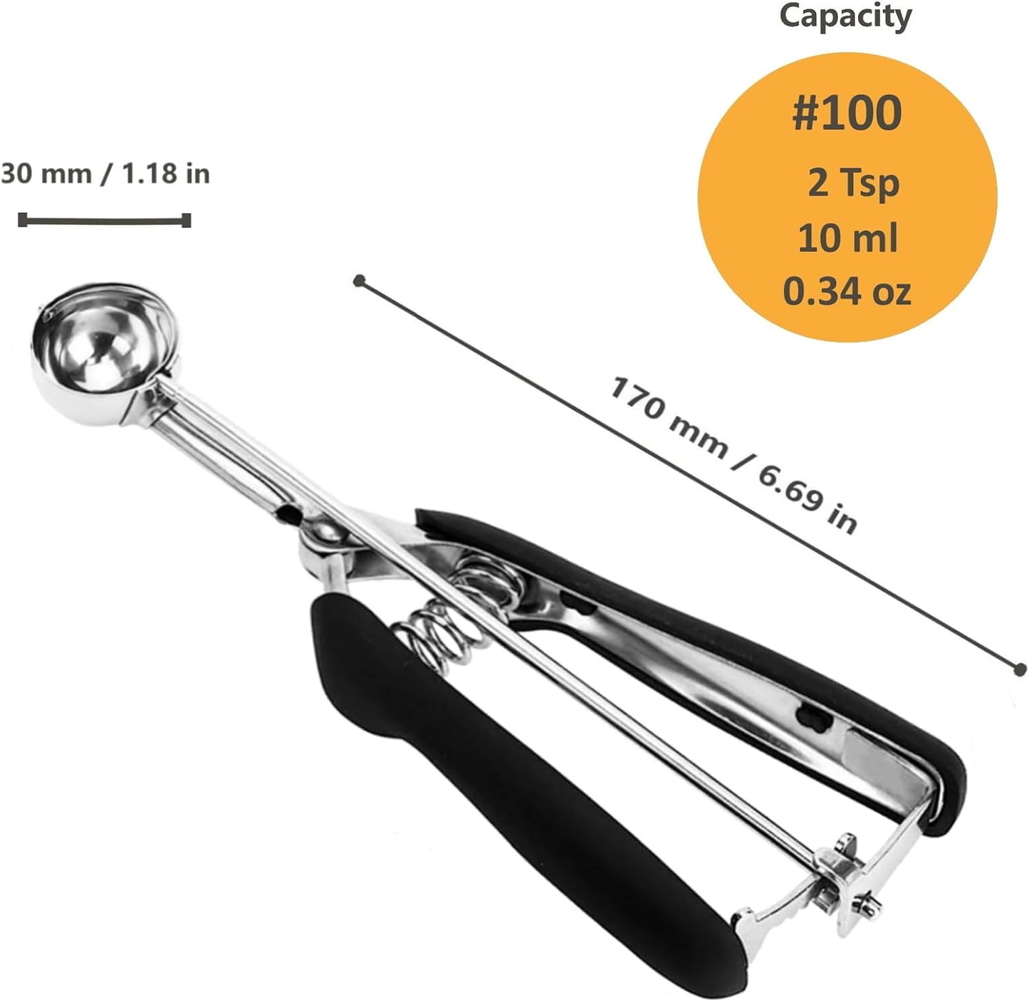 Cookie Scoop, Ice Cream Scoop, 1Tbsp/15 ml/0.5oz Cookie Scoops for Baking, 18/8 Stainless Steel Cookie Scooper for Baking, Ice Cream Scooper with Trigger Release, Cookie Dough Scoop with Non-slip Grip