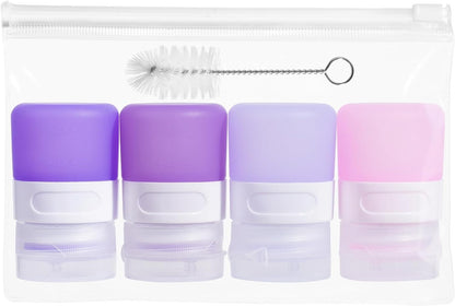 MICEBAY Condiment Squeeze Bottles for Sauces, 2-oz Mini Silicone Salad Dressing Container to Go with Reusable Sandwich Bag, Leakproof Ketchup Bottle for Bento Lunch Box, 4 Pack, Candies