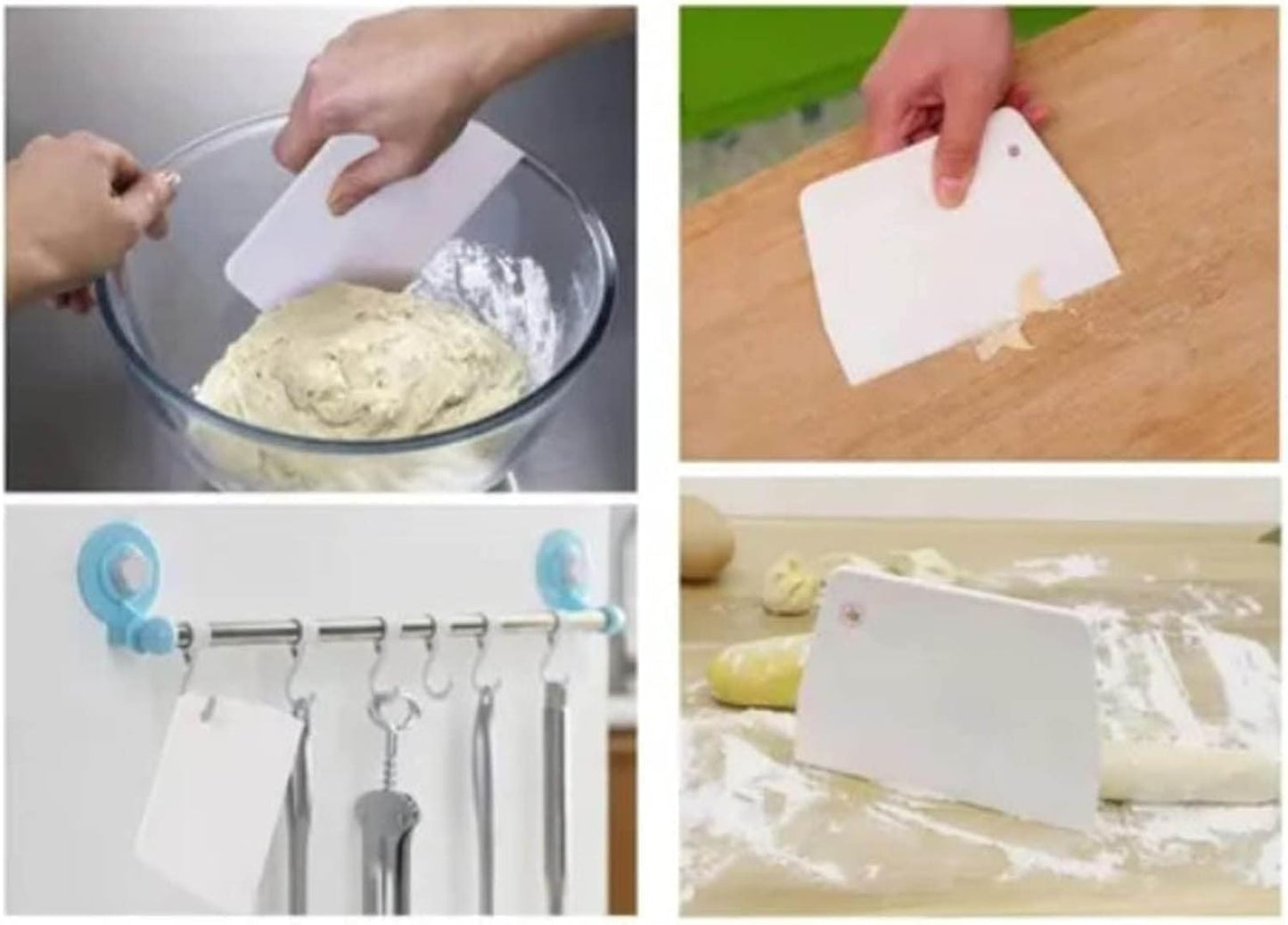 Dough Scraper Bowl Scraper Bread Cream Cake Pizza Cutter Bench Scraper Food Safety Flexible ABS Multi-Function Kitchen Scraper Tool for Dough, Pastry, Pizza, Bread Baking