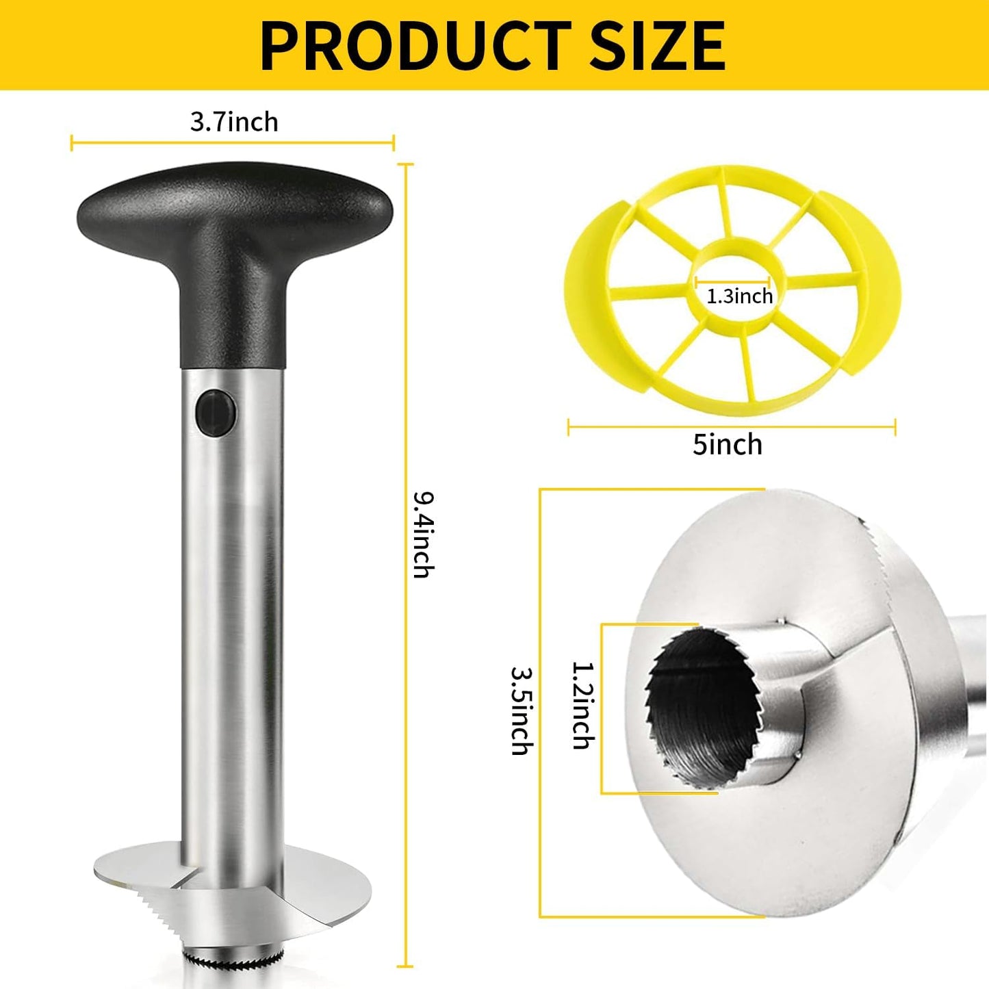 Pineapple Corer and Slicer,Pineapple Cutter,[Upgraded, Reinforced,Thicker Blade] 304 Stainless Steel for Home & Kitchen with Sharp Blade for Diced Fruit Rings