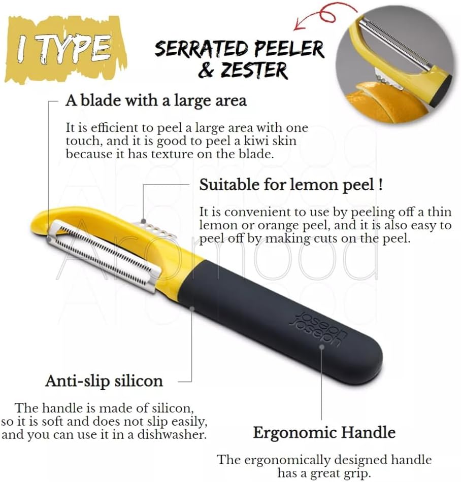 Joseph Joseph Multi-Peel Y-shaped Peeler Easy Grip Handles Stainless Steel Blade for Kitchen Vegetable Fruit, Light Green