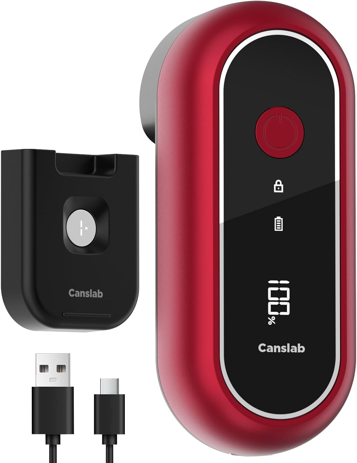 Canslab Turbo Rechargeable Can Opener - Professional Grade Blade, Auto-Stop, LED Battery Life Display, Wall-mountable, Side Cut Electric Can Opener for Smooth Edge, Hands-free Operation,USB-C Charging