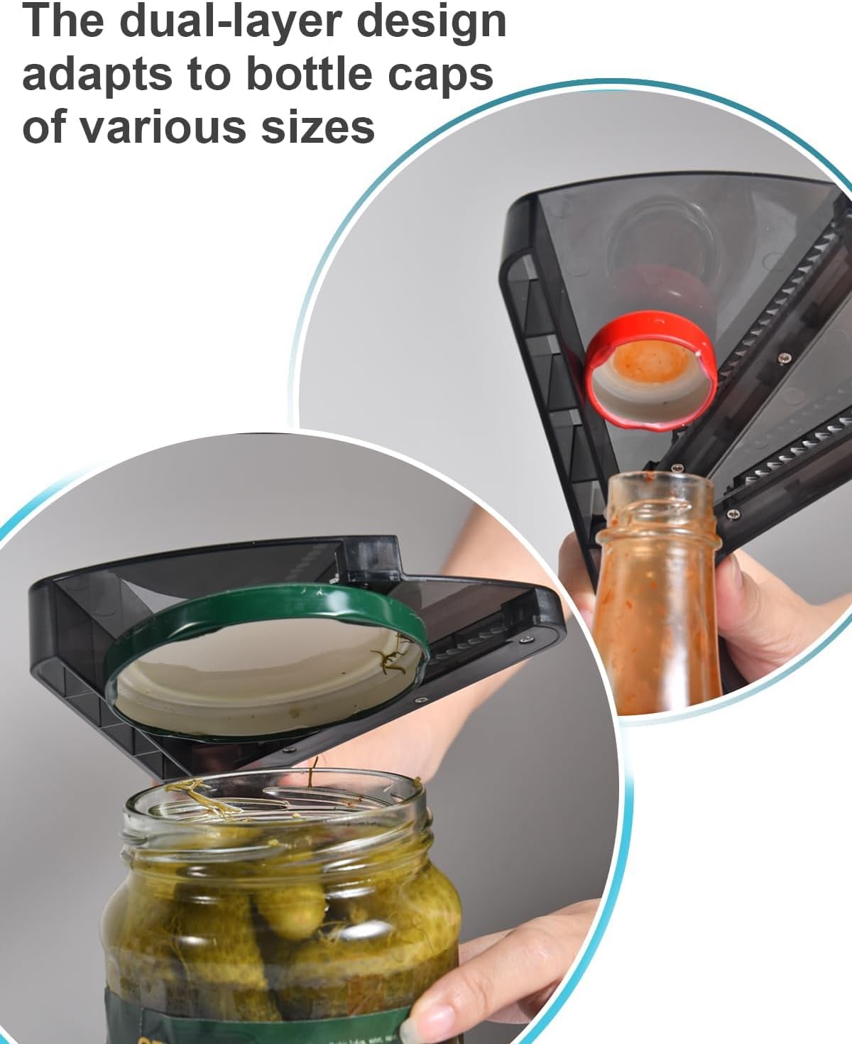 Jar Opener for Weak Hands, Dual-Layer Multifunctional Jar Opener Gripper, Bottle Openers for Seniors, Kitchen Gadgets, Non-Slip Jar Openers for Seniors, Arthritis, Lid Opener,