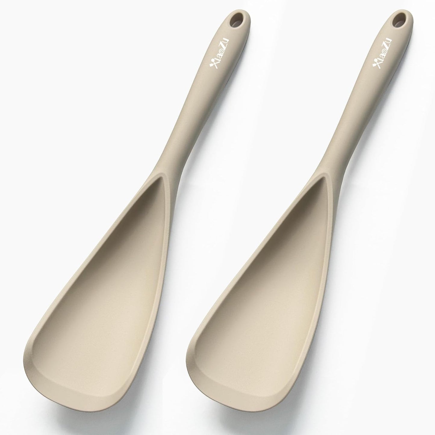 Silicone Spatula Spoon, Great for Both Cooking and Serving Durable BPA-Free Matte Black Silicone, Seamless Design, Safe for Nonstick Cooking Surfaces, 2-Pcs, Gray
