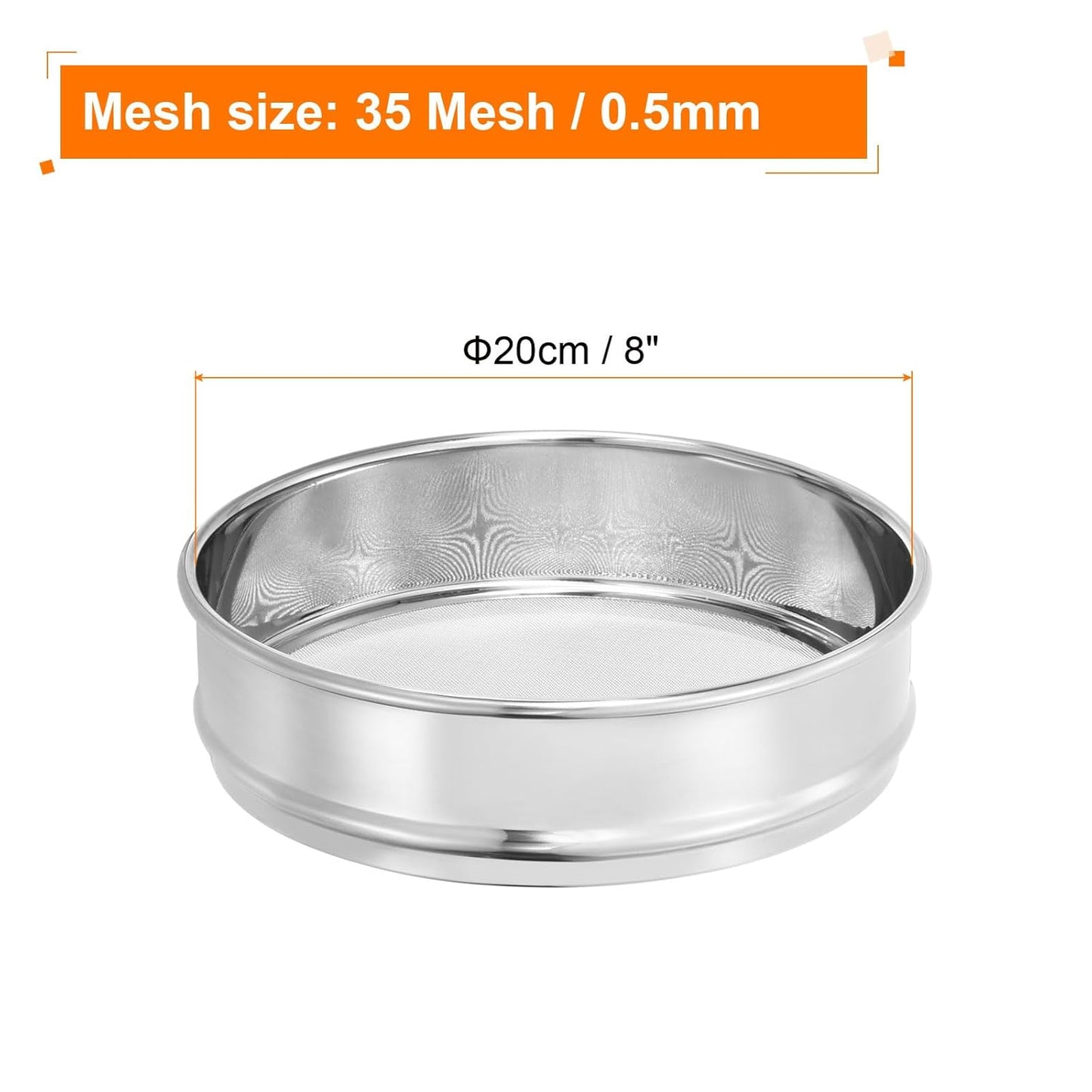 PATIKIL 40 Mesh Lab Sieve, 8" Diameter Test Sieve 304 Stainless Steel Wire Cloth (0.45mm) for Industrial Laboratory - Colors A