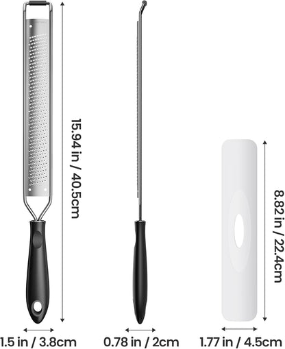 Zester Grater,Stainless Steel Cheese Grater with Non-Slip Comfort Grip,Black
