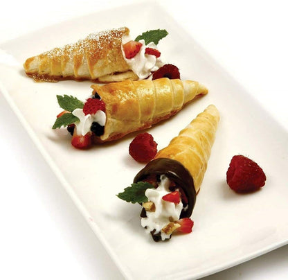 Non-stick Cream Cannoli Tubes, FantasyDay 12 Pcs Stainless Steel Baking Cones Pastry Roll Horn Croissant Mold Cannoli Shells with 1 Clean Brush - Pastry Baking Set for Christmas Cake Anniversary Party
