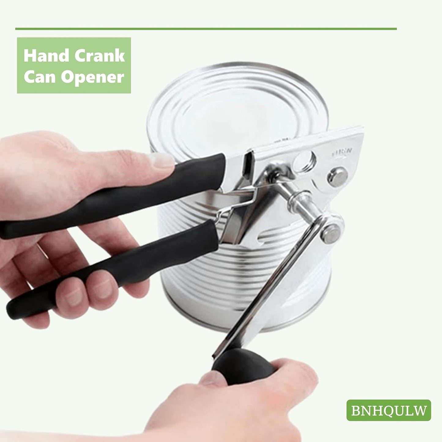 Commercial Can Opener Heavy Duty, Hand Can Opener Manual, Stainless Steel for Restaurant and Home, Black Swing Grips,for Most Bulk Size Cans.