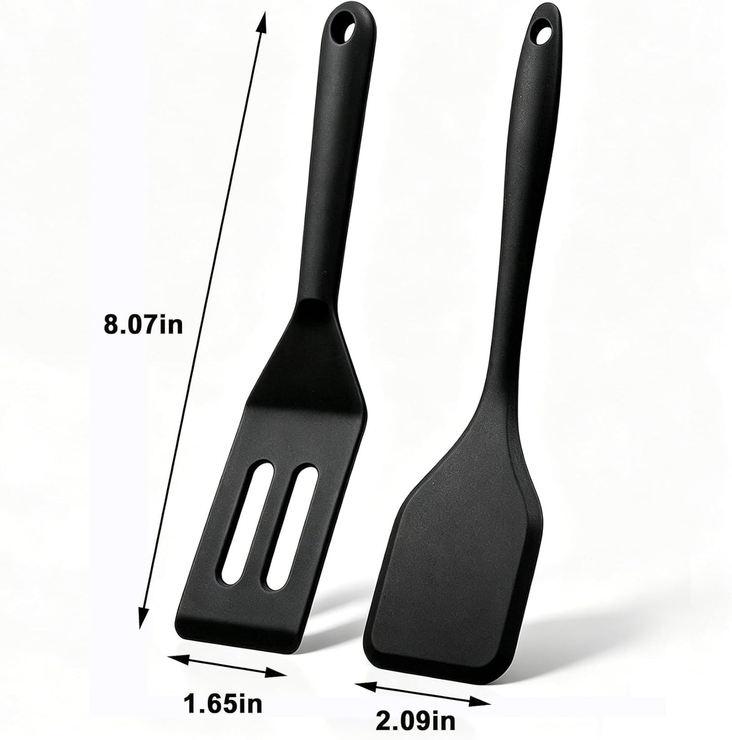 Small Silicone Spatula Set 2 Pack, Heat Resistant Mini Spatula for Non Stick Frying Pan, Flexible Thin Cooking Spatulas for Baking, Cookie & Brownie