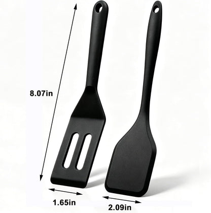 Small Silicone Spatula Set 2 Pack, Heat Resistant Mini Spatula for Non Stick Frying Pan, Flexible Thin Cooking Spatulas for Baking, Cookie & Brownie