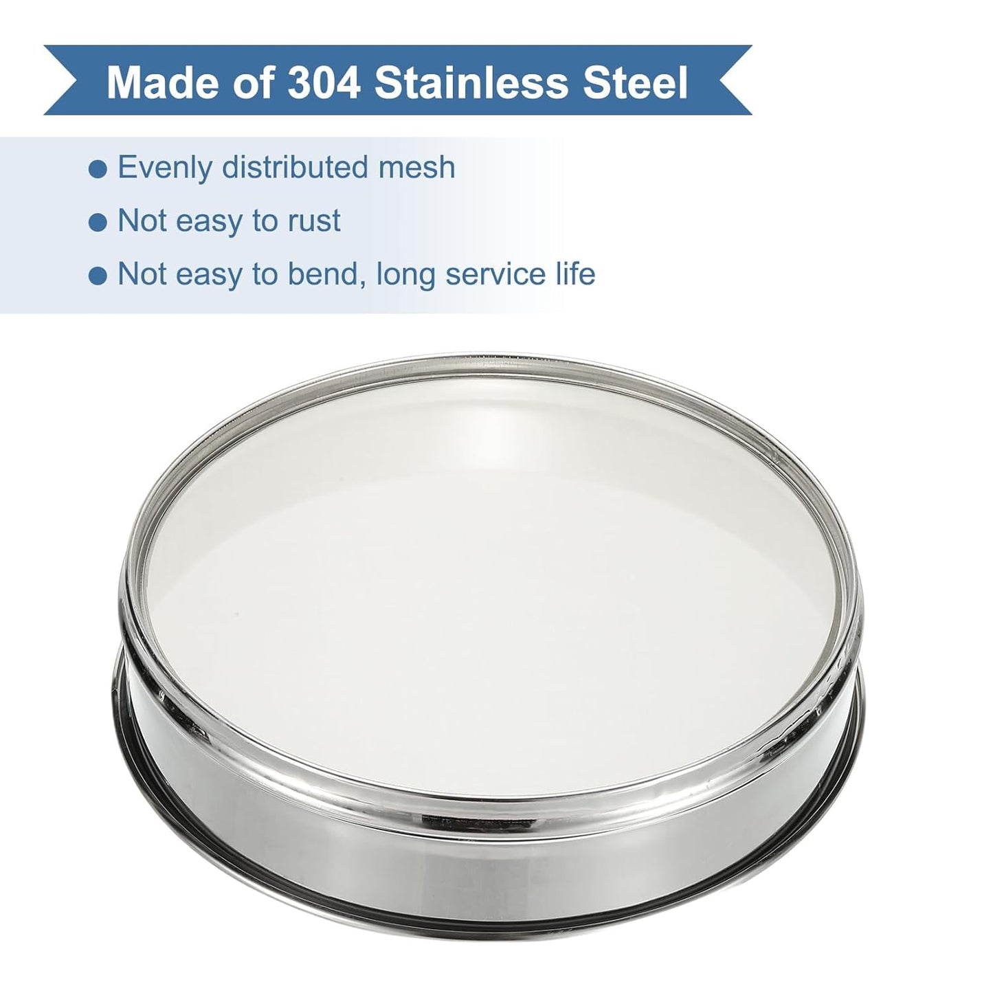 PATIKIL 10 Mesh(2mm) Lab Sieve, 11.8"(30cm) Diameter Sifting Screen 304 Stainless Steel Wire Cloth Fine Mesh Sieve for Industrial Laboratory Home Soil Sifter Dry Sift Screens Hash