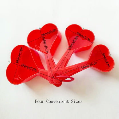 Measuring Spoons Set Heart Shaped Measuring Cups for Multi-purpose Liquid and Dry Home Essentials Cooking and Baking(4Pcs)